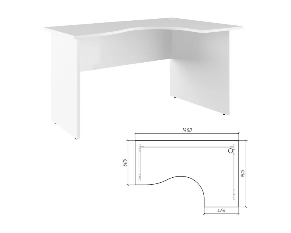 Стол эргономичный правый 140 Trend Белый