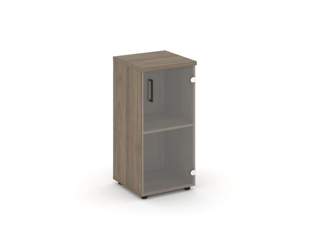 Шкаф низкий узкий правый прозр. стекло 400x400x833 зад. стенка HDF Стайл Проджект / Style Project