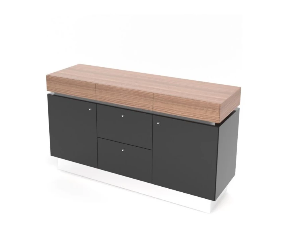 Греденция 165х51х95 Trevizo Орех каналетто/Черный глянец