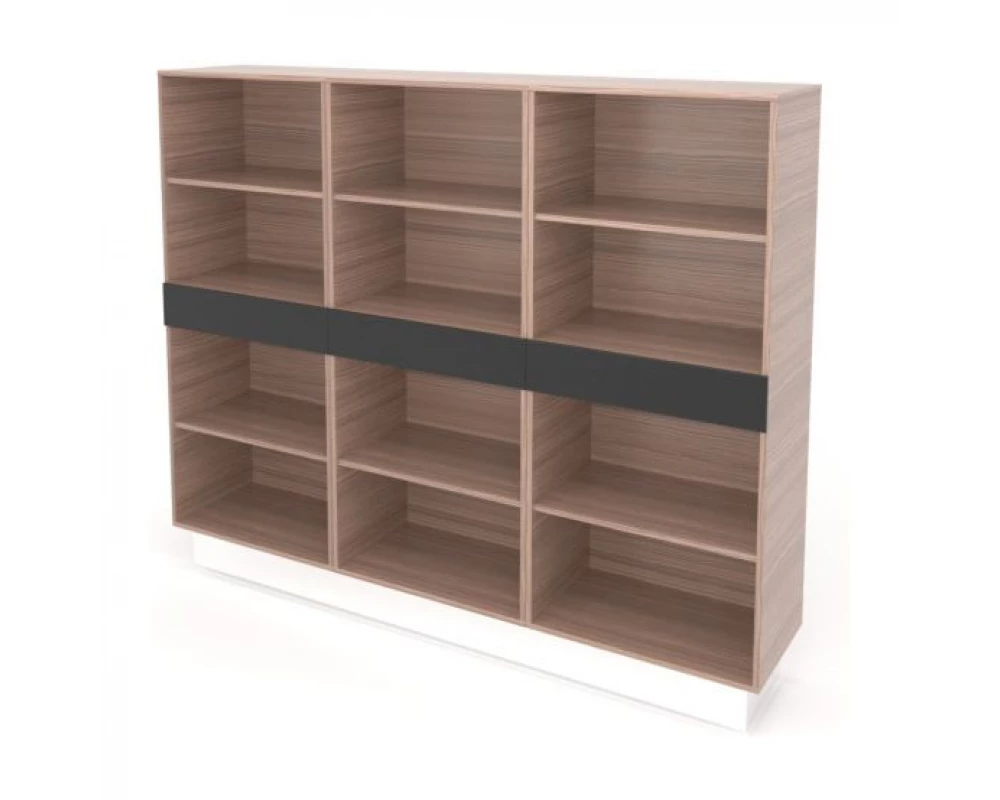 Шкаф-стеллаж new 210х43,6х175 Trevizo Орех каналетто/Черный глянец