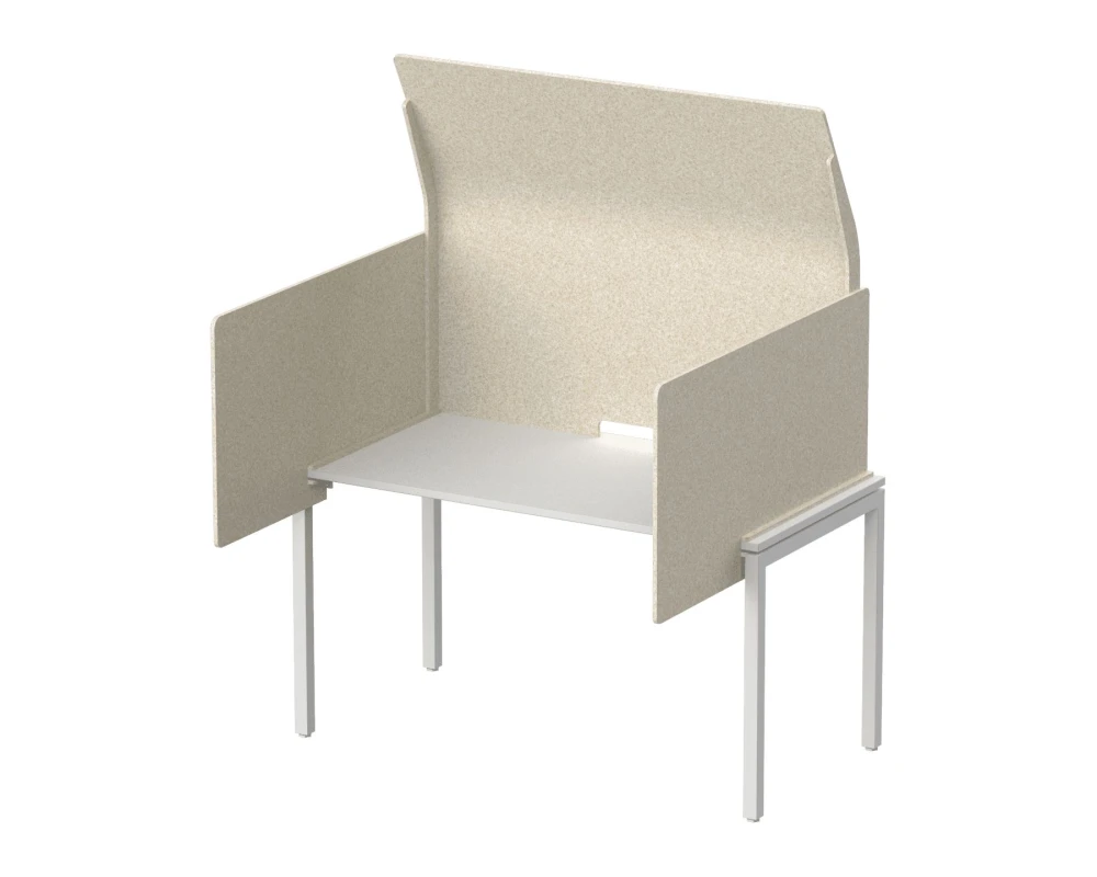 Кабина с высоким экраном-парусом и выступающими боковыми стенками 155х122х113 Forest Office Лебединый пух